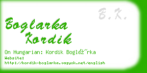 boglarka kordik business card